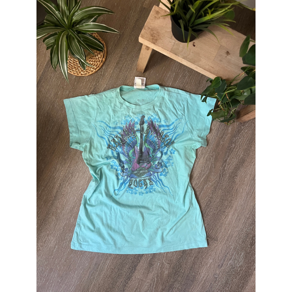 Harley-Davidson Tops - Harley-Davidson Women's XL Teal Graphic Tee Guitar Rocks Green Valley CA